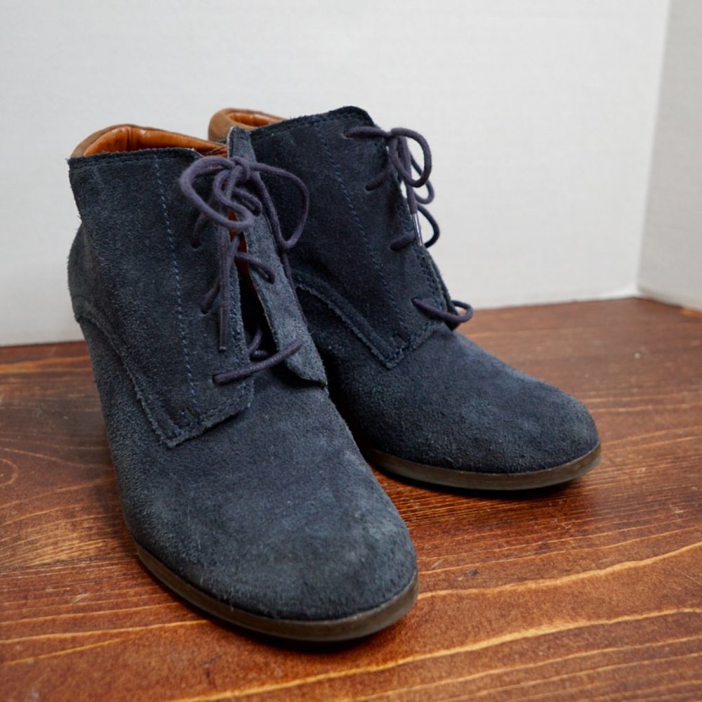 Lucky Brand Suede Lace-Up Wedge Booties